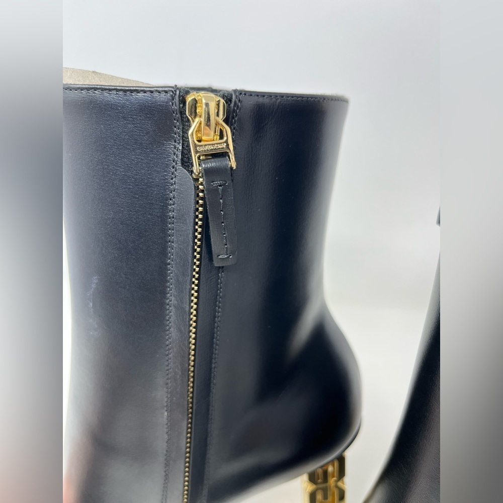 NIB Givenchy G Cube 85 Leather Ankle Boots Pointed Toe Black Gold Heel size 37.5 - Picture 8 of 8